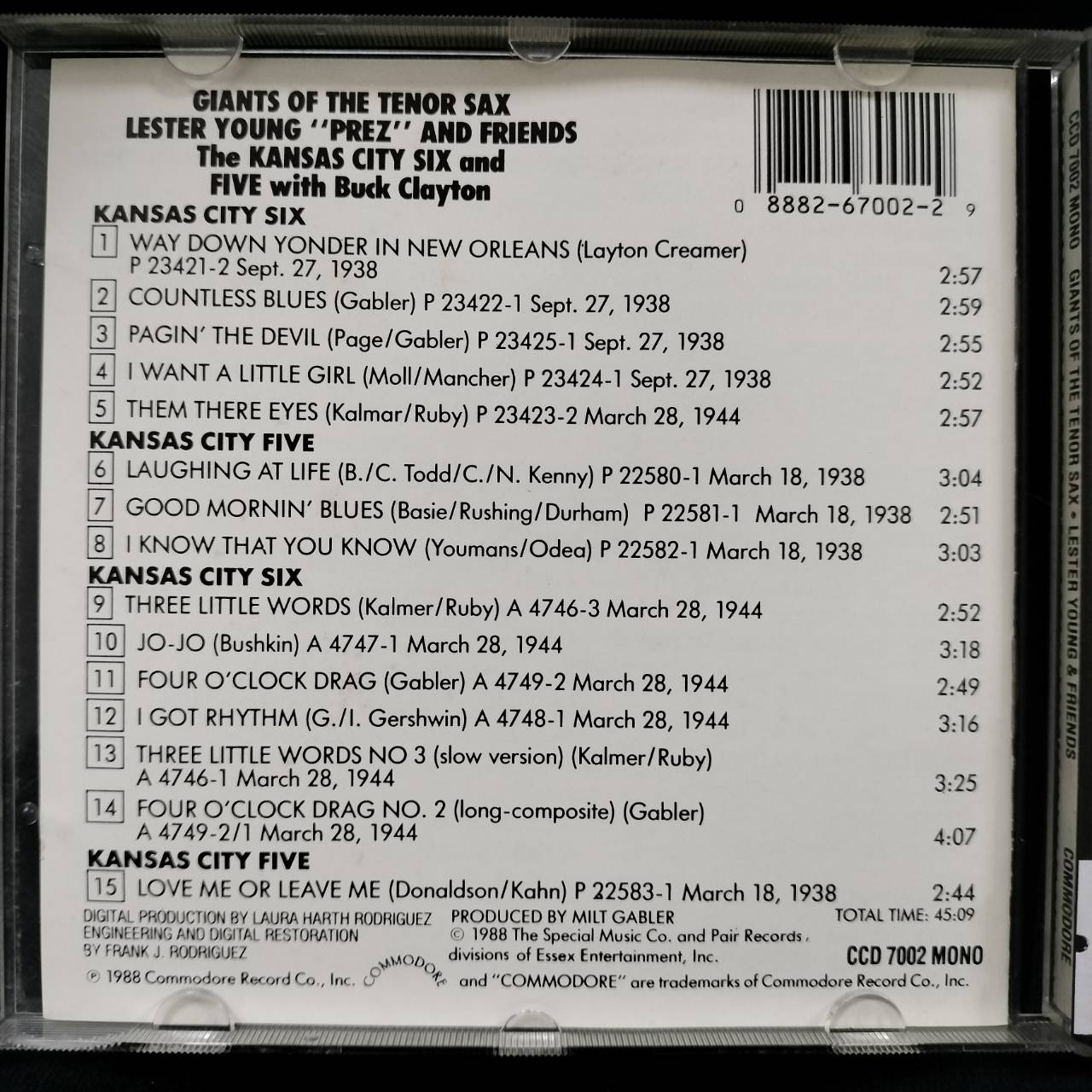 Various – Lester "Prez" Young & Friends (Giants Of The Tenor Sax (1938-1944)) / USA / แผ่นดี