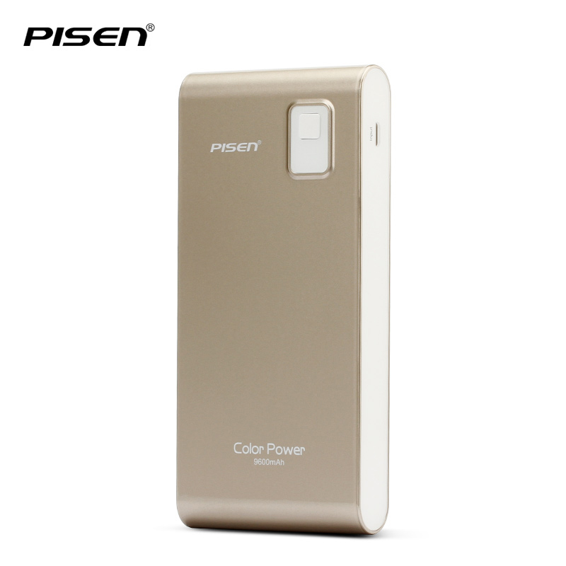 PISEN แบตสำรองแท้ 9,600 mAh พาวเวอร์แบงค์ Color Power รุ่น TS-D158 สวิตซ์ไฟ LED เก็บประจุเต็มที่ได้ยาวนาน USB 5V-2A ชาร์จแบตมือถือได้มากกว่า 10 ครั้ง พกพาสะดวก - สีทอง