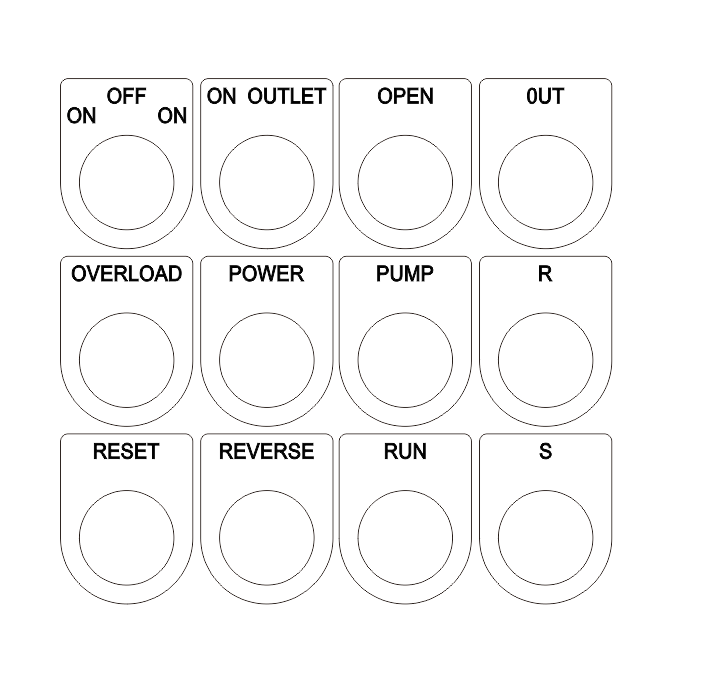 (ราคาต่อชิ้น) เนมเพลทสวิตช์สำหรับติดตู้สวิสซ์บอร์ด ตู้ไฟ ตู้ควบคุมต่างๆ ขนาด 25 mm. สีขาว