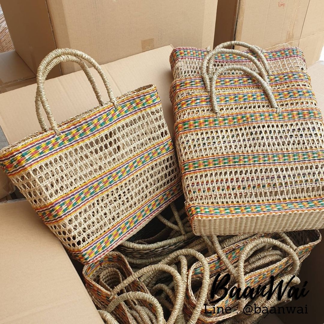 กระเป๋าสานสไตล์เกาหลี กระเป๋าถือใบใหญ่ (ก1)