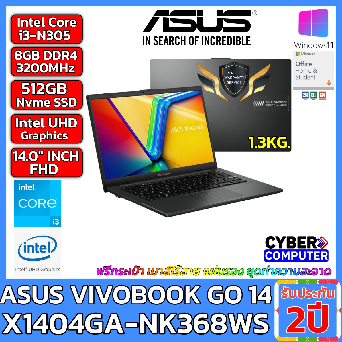 Notebook ASUS VIVOBOOK GO 14 KX1404GA-NK368WS Intel Core I3-N305