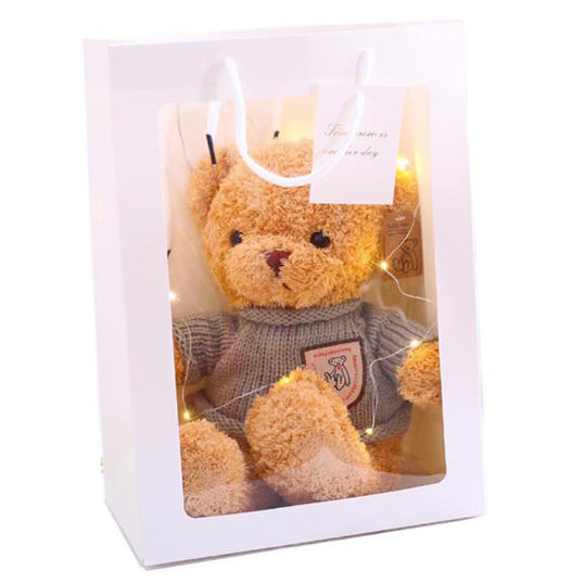 รับผลิต,ตุ๊กตาหมี+ถุงใส่+ไฟ,ตุ๊กตาหมีปักโลโก้,ตุ๊กตาหมี,ตุ๊กตาหมีของขวัญ,30cm
