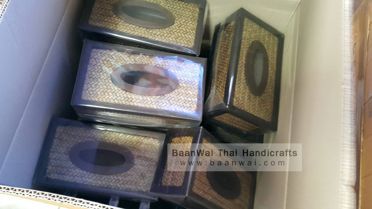 กล่องทิชชูไม้ไผ่สาน กล่องทิชชูไม้