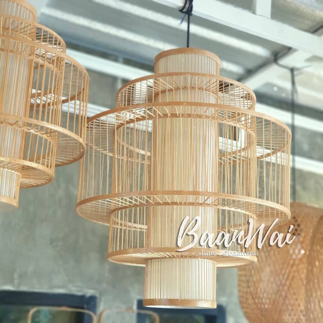 โคมไฟไม้ไผ่ โคมไฟจีน โคมไฟ 3 ชั้น