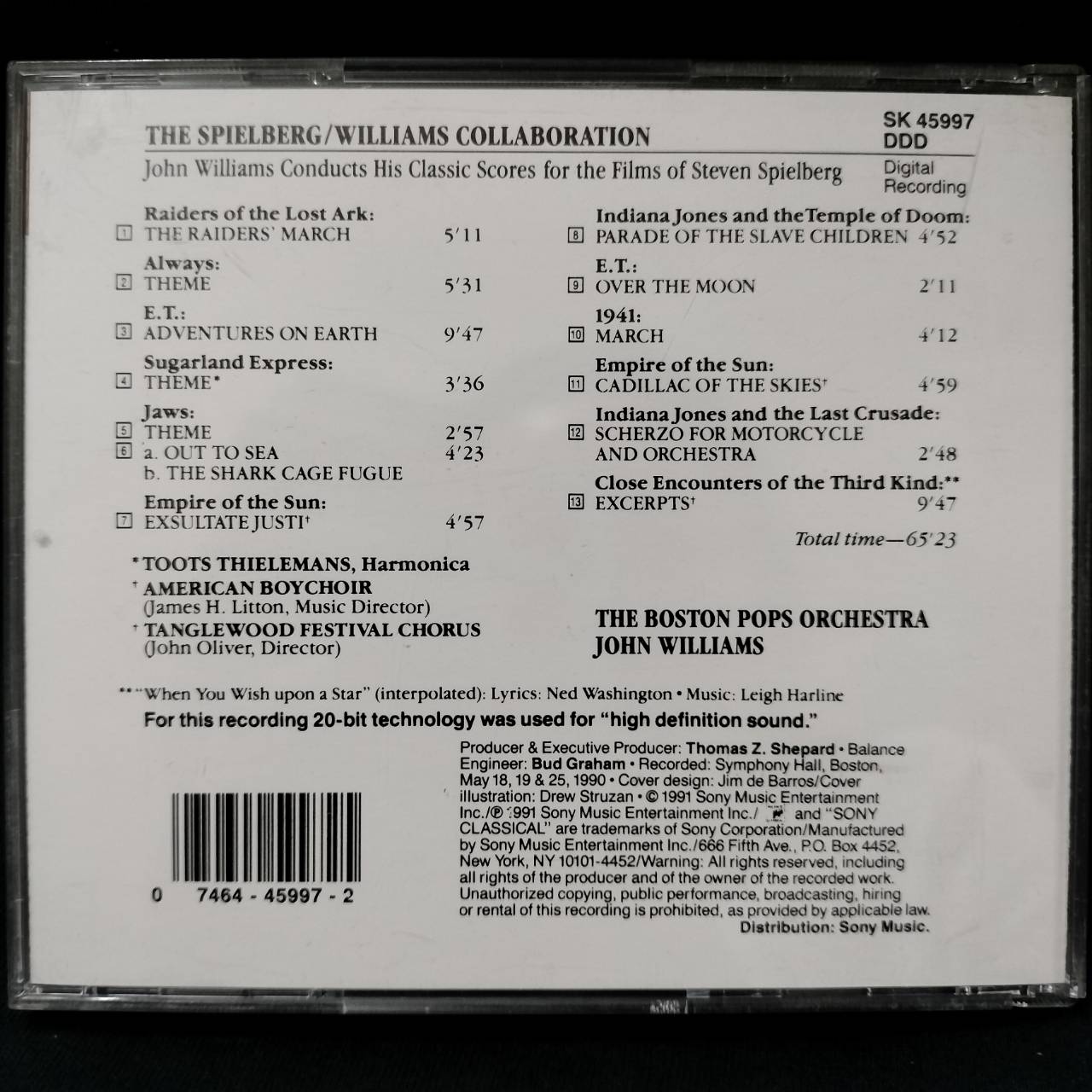 John Williams - The Boston Pops Orchestra – The Spielberg / Williams Collaboration / USA / แผ่นสภาพนางฟ้า
