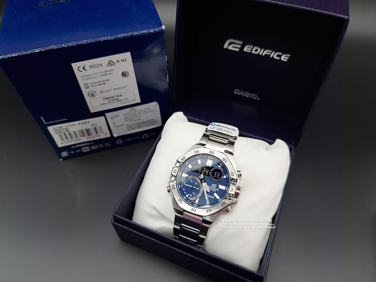 CASIO EDIFICE นาฬิกาข้อมือ นาฬิกากันน้ำ นาฬิกาของแท้ ประกันศูนย์ CMG 1 ปี รุ่น ECB-10D-2A