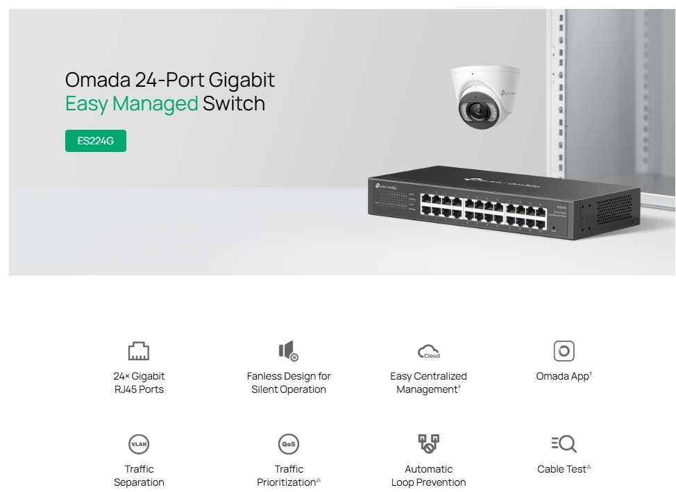 TP-LINK OMADA ES224G 24-PORT GIGABIT EASY MANAGED SWITCH [LT]