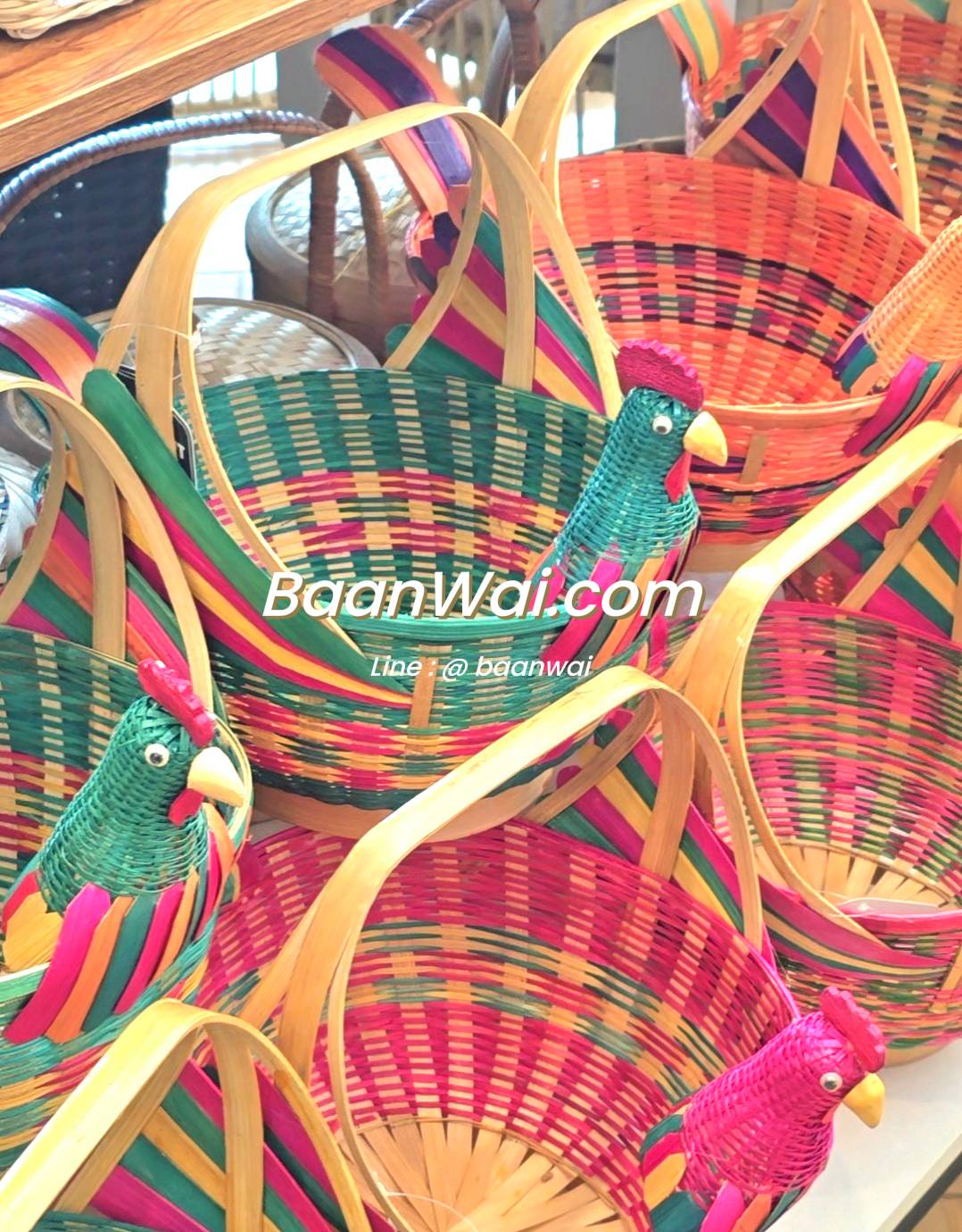 ตะกร้าไก่ ตะกร้าใส่ไข่ ตะกร้าไม้ไผ่ ตะกร้าไม้ไผ่สานทรงไก่ (Random)