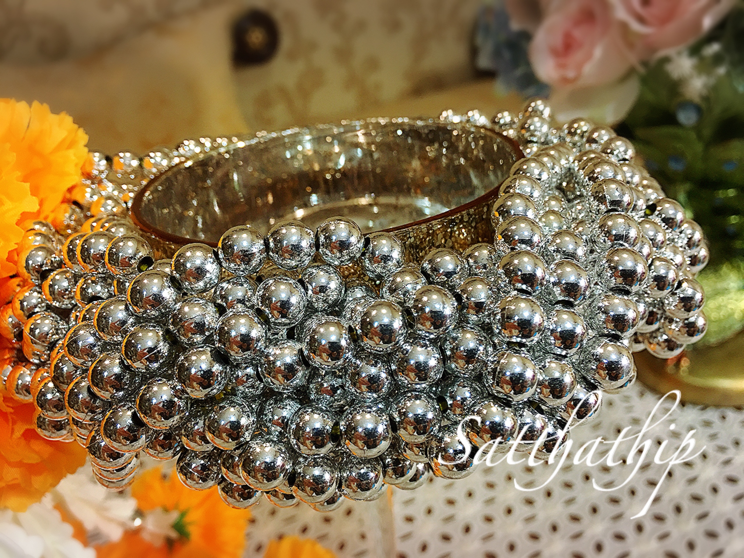 พวงมาลัยลูกปัด - พวงมาลัยลูกปัดสีเงิน - Garland