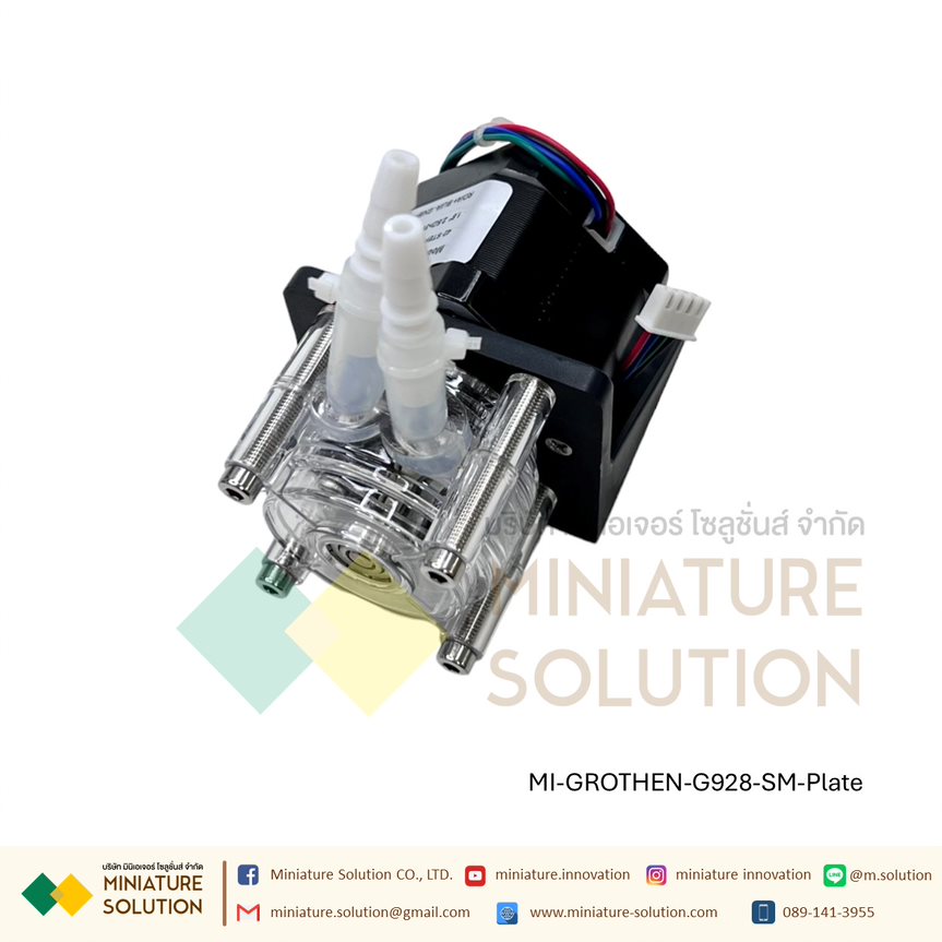 GROTHEN STEPPING Motor ปั๊มรีดพร้อมท่อซิลิโคน ปั๊มปุ๋ย ปั๊มสารเคมี เกรดอุตสาหกรรม Dosing Liquid Transfer (STEPPING)(Cover สีใส)(G928-SM-Plate)(6.5*9.6mm)