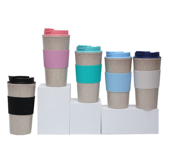 แก้วกาแฟ,แก้วพลาสติกฟางข้าวสาลี,แก้วกาแฟสองชั้น,แก้วกาแฟฟางข้าวสาลี,16oz