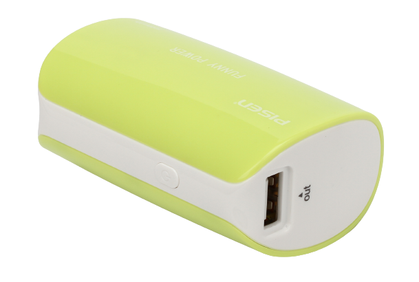 PISEN แบตสำรองแท้ 5,000 mAh พาวเวอร์แบงค์ USB 5V-2A Funny Power Ⅱ รุ่น TS-D127 ไฟฉาย LED ส่องสว่างยามค่ำคืนในตัว เก็บประจุเต็มที่ได้ยาวนาน รูปทรงกระบอก ขนาดกระทัดรัดจับถนัดกระชับมือ - สีเขียวอ่อน