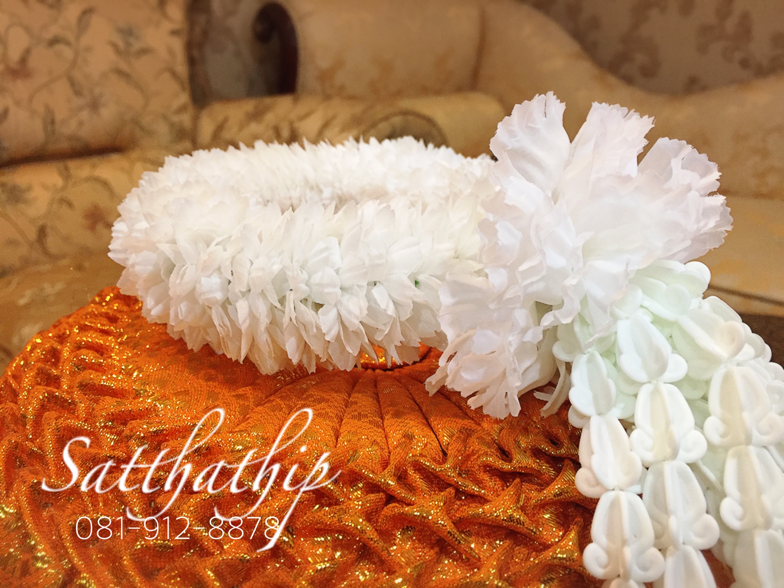 พวงมาลัยผ้า ดอกมะลิ สีขาว - Fabric garland - Jasmine garland