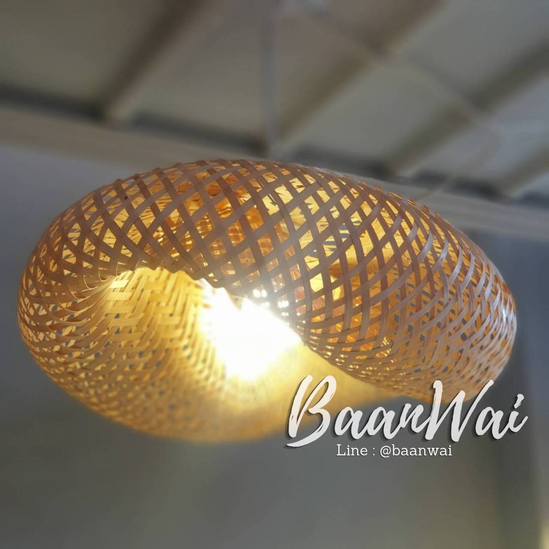 โคมไฟไม้ไผ่สาน ขนาด 35 * 50 * 16 cm