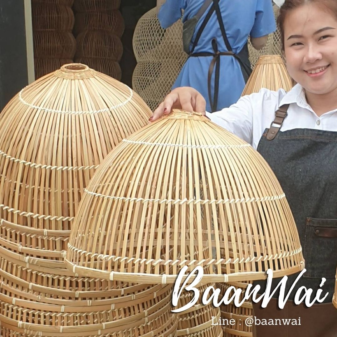 โคมไฟไม้ไผ่ ทรงสุ่มกลม