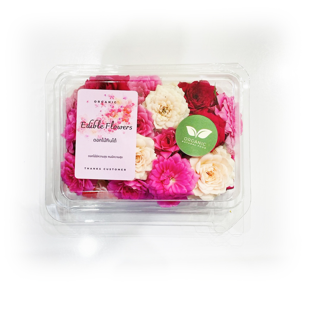 (ขนาดใหม่) ดอกไม้ทานได้ กุหลาบหนู ออร์แกนิค (แช่เย็น) Organic Rose Edible Flowers 25 g. (สินค้าแช่เย็น)(08-7915)