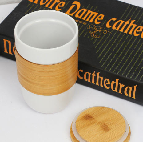 แก้วเซรามิค,แก้วเซรามิก,แก้วกาแฟ,สกรีนโลโก้,ฝาไม้ไผ่