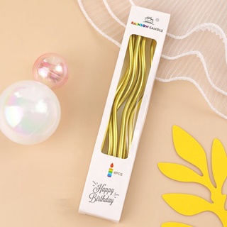 เทียนวันเกิด เกลียวยาวสีทอง 6ชิ้น/แพค Candles Gold color 14.5 cm. (12-8462)