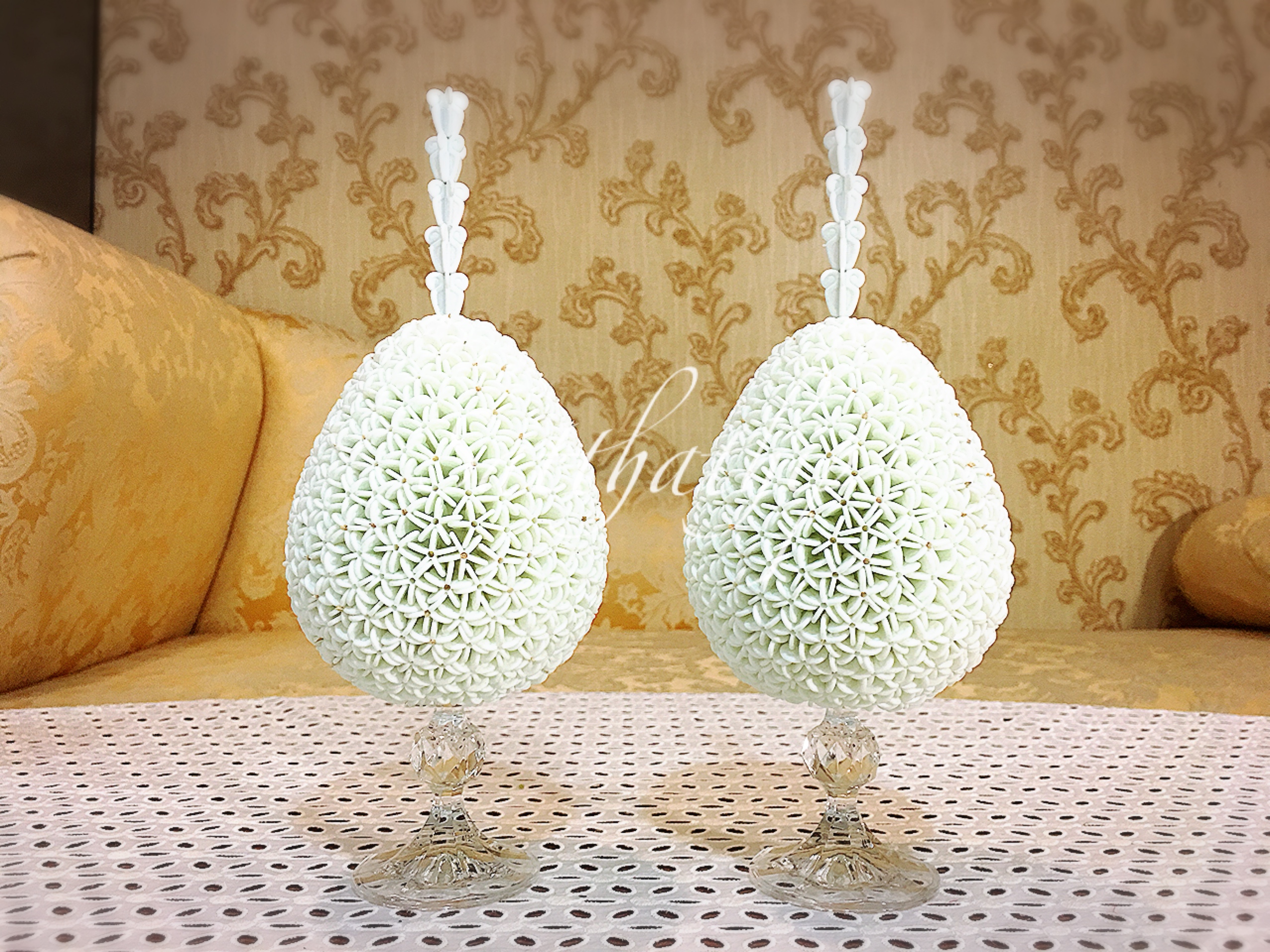 พานพุ่ม - พานพุ่มสักการะ - พานพุ่มดอกรัก - พานพุ่มดอกรักประดิษฐ์ (พลาสติก) - พานพุ่มสีขาว - Panpum