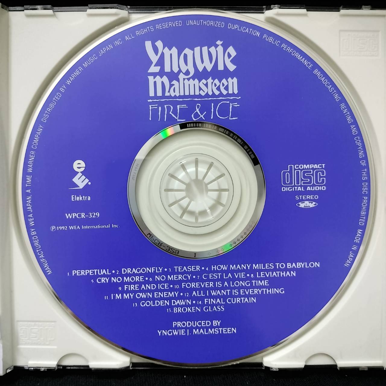 Yngwie Malmsteen – Fire & Ice / JAPAN / แผ่นดี / มี Obi (มีจุดเหลือง)