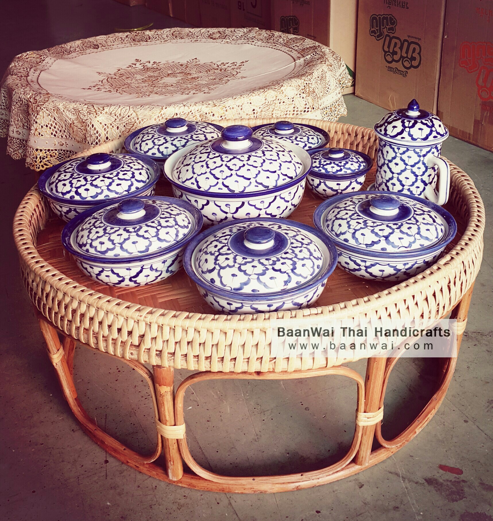 ชุดชามลายคราม โถเซรามิค โถลายคราม ชุดใหญ่