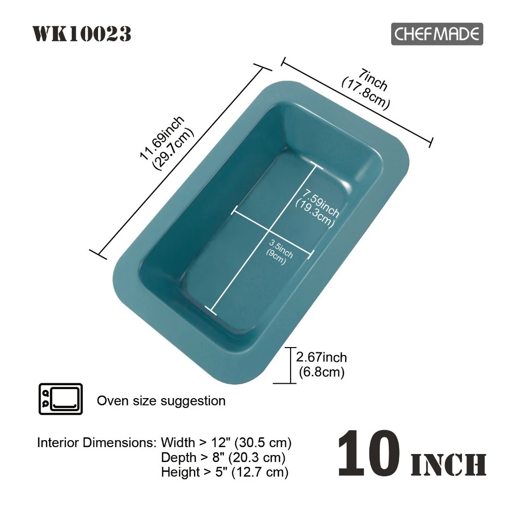 Chefmade WK10023-Non Stick Large Loaf Pan 297 x 178 x 68 mm.(Green) (12-8678)