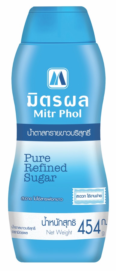 น้ำตาลทรายขาว (ขวด) ตรามิตรผล Mitr Phol Refined Sugar 454 g. (03-0099)
