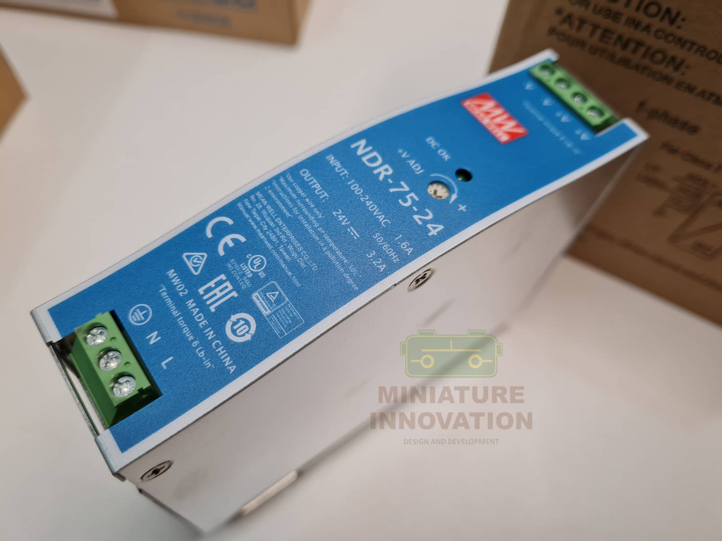 Mean Well รุ่น NDR-75-24 DIN Rail Power Supply, 24V dc Output Voltage, 3.2A Output Current