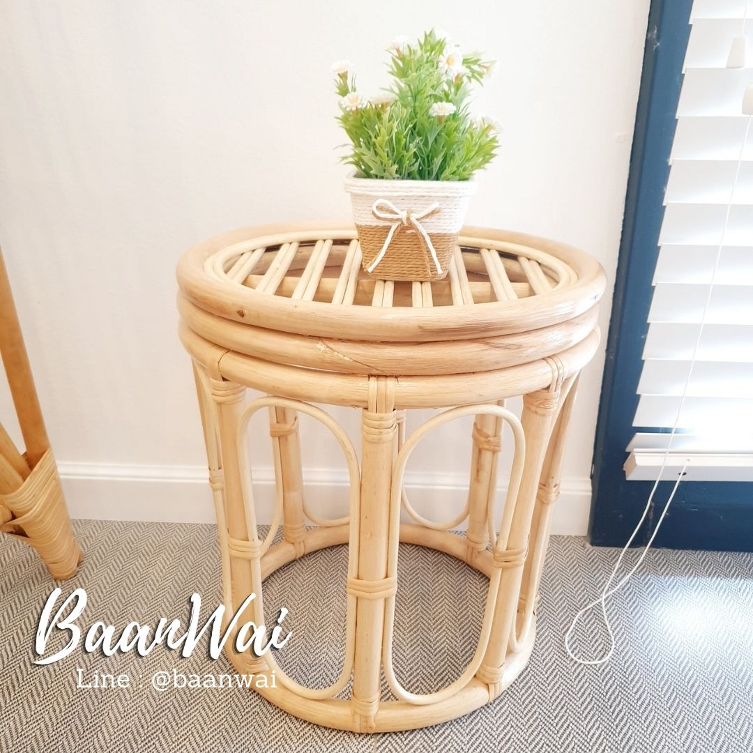 โต๊ะหวาย โต๊ะหวายวินเทจ เก้าอี้หวาย ชุดรับแขกหวาย rattan table set