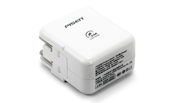 PISEN อะแดปเตอร์ชาร์จไฟ iPad Charger 2.4A USB 5 โวลล์ 2 แอมป์ ต่อเข้ากับไฟบ้าน 100-240V ปลั๊กไฟบิวอิน Built-in ในตัว สะดวกสบายเสียบได้ทันที ชาร์จเร็ว ไม่เปลืองไฟ ปลอดภัย ไม่ร้อน - สีขาว