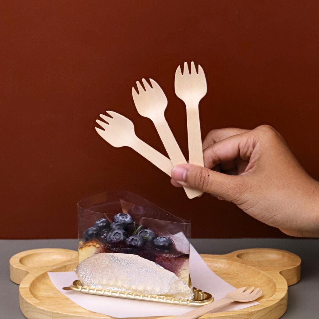 ช้อนไม้หัวส้อม 10.5 ซม. 100 ชิ้น (12-7515)