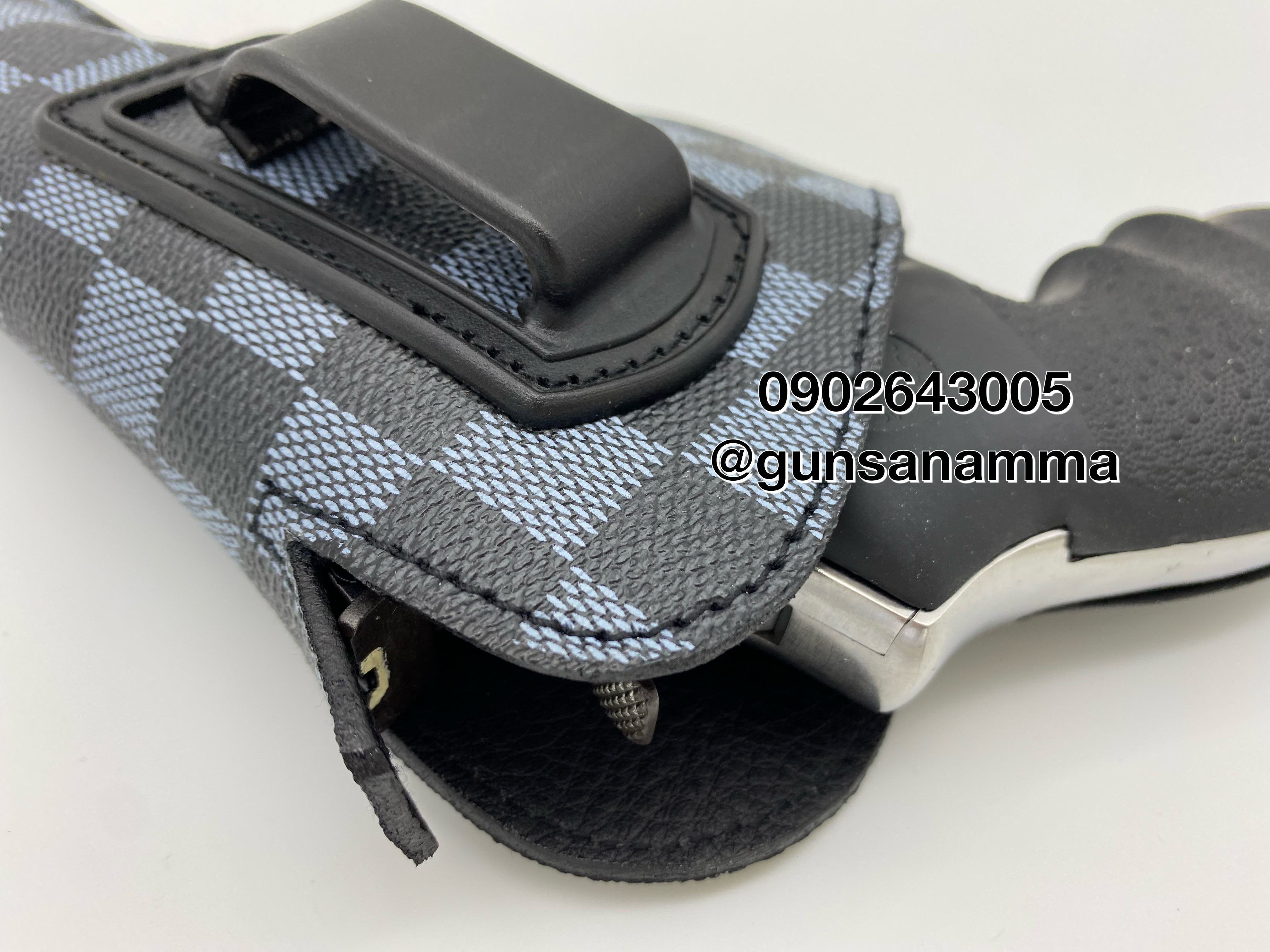 ซองพกในหนังตารางน้ำเงิน ออโต้-ลูกโม่ มีครบทุกรุ่น (ถนัดขวา)