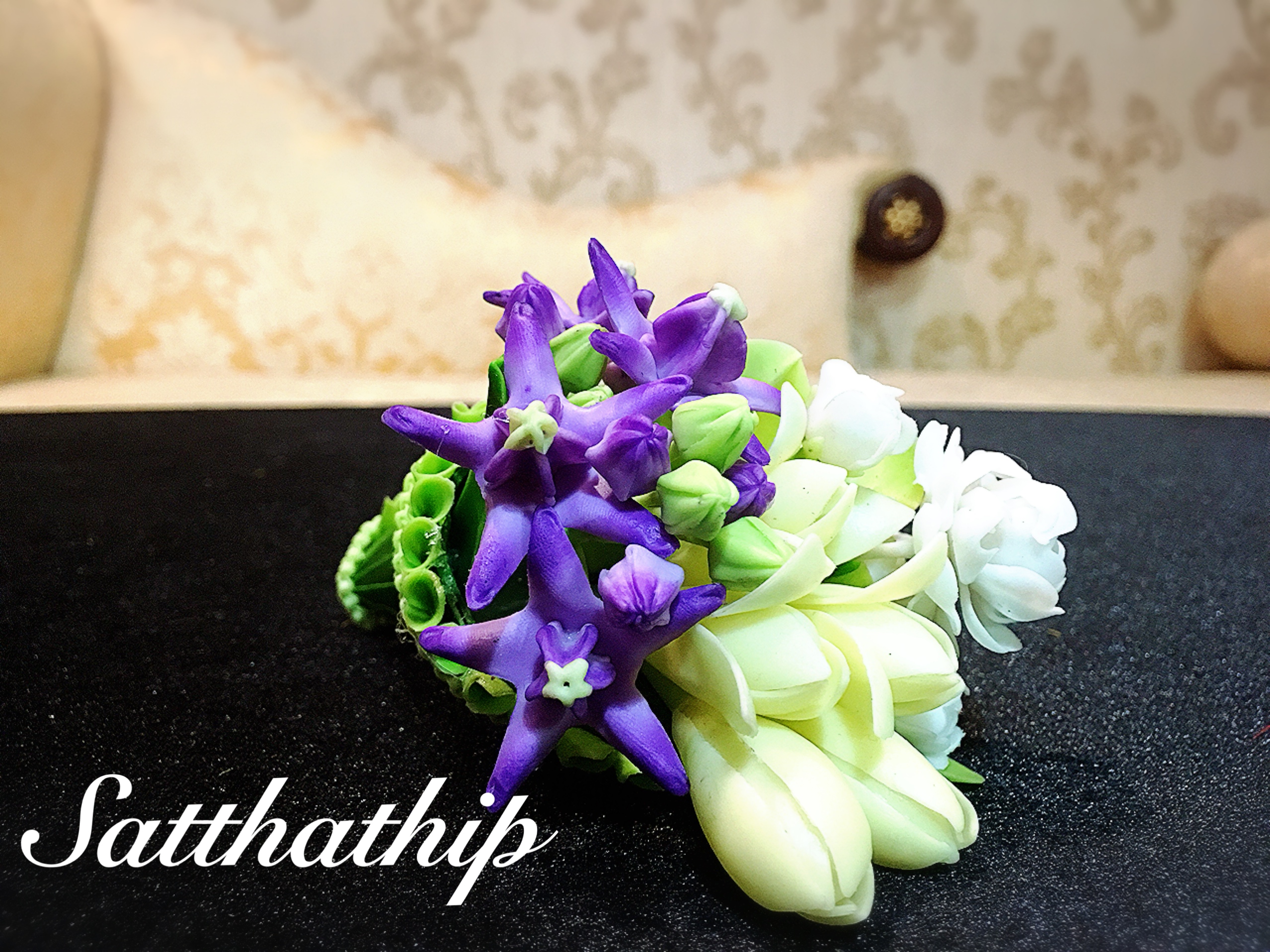 กรวยดอกมะลิผสมดอกไม้มงคล ประดิษฐ์จากดิน - กรวยดอกไม้ - กรวยดอกไม้ประดิษฐ์