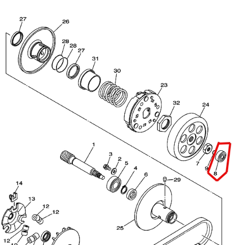 ลูกปืน MIO , FINO, NOUVO MX อะไหล่แท้ YAMAHA 93300-638Y6