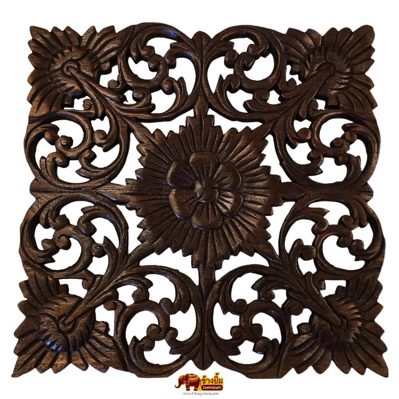 แผ่นไม้แกะสลักรูปดอก ( 12" ) แบบ B