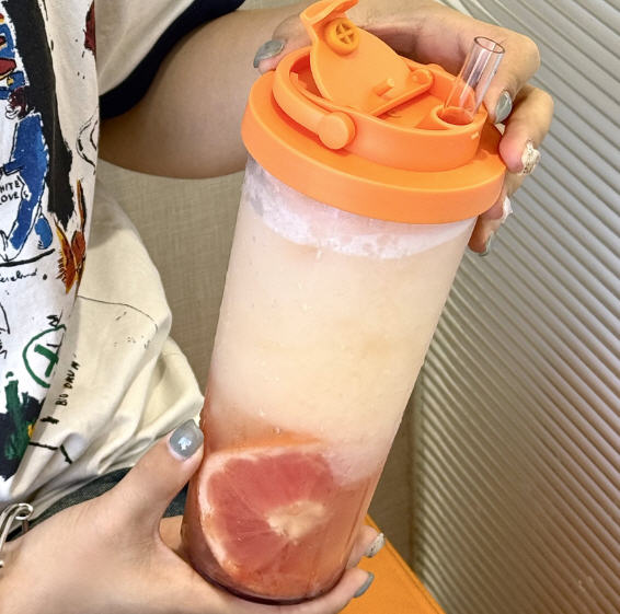 แก้วพลาสติกพร้อมหลอด,แก้วพลาสติกใส่ชานม,แก้วพลาสติกใส,880ml