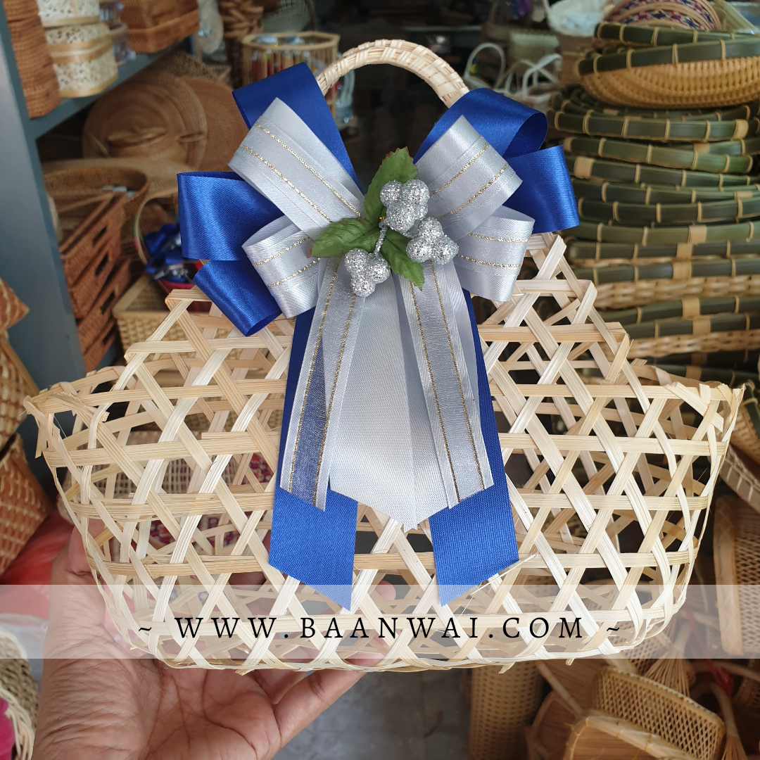 ชะลอมไม้ไผ่สาน ชะลอมกระเป๋า ชะลอมถือ ทรงเว้า