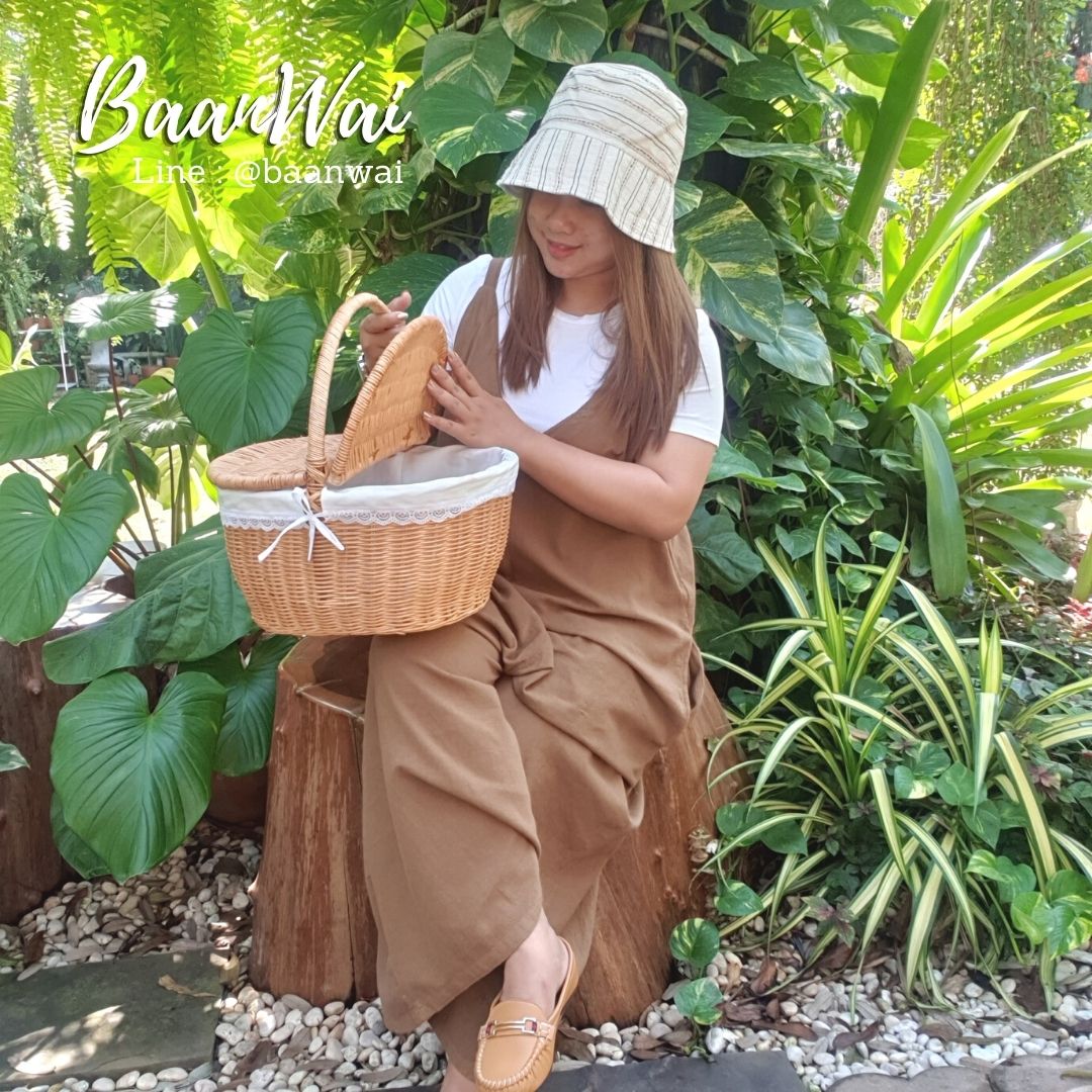 ตะกร้าปิคนิค ตะกร้าทรงรี ตะกร้าสาน ตะกร้าหวาย