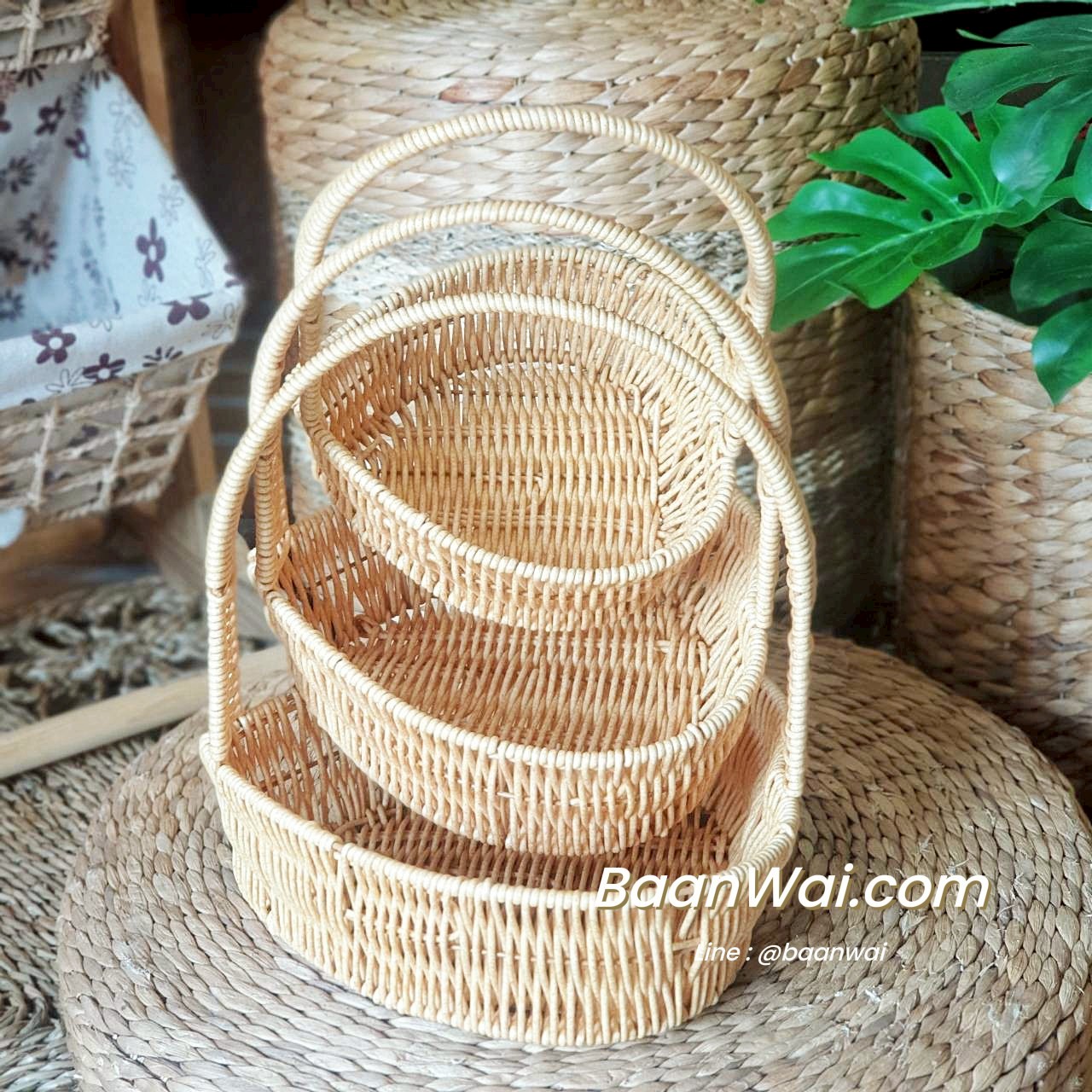 กระเช้าหวายเทียม ทรงหัวใจ