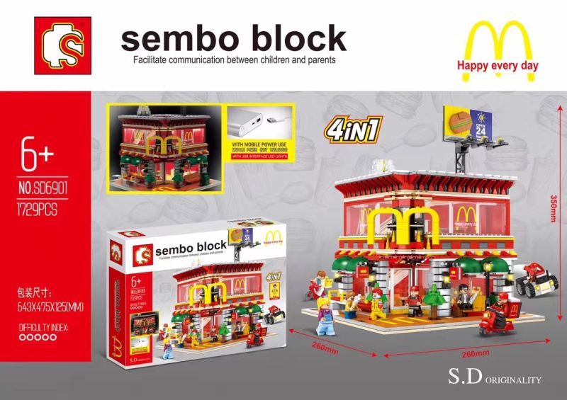 เลโก้จีน Sembo Block SD6901 ชุด Mcdonalds 4in1 มีไฟ