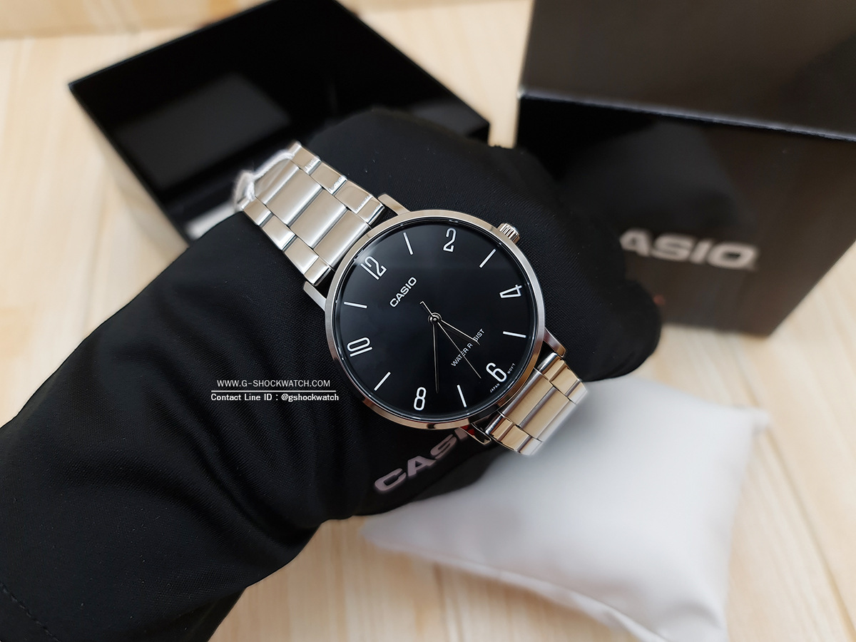 CASIO นาฬิกาข้อมือ นาฬิกากันน้ำ นาฬิกาของแท้ ประกันศูนย์ CMG 1 ปี รุ่น MTP-VT01D-1B2