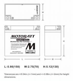 แบตเตอรี่ Motobatt รุ่น MBT12B4