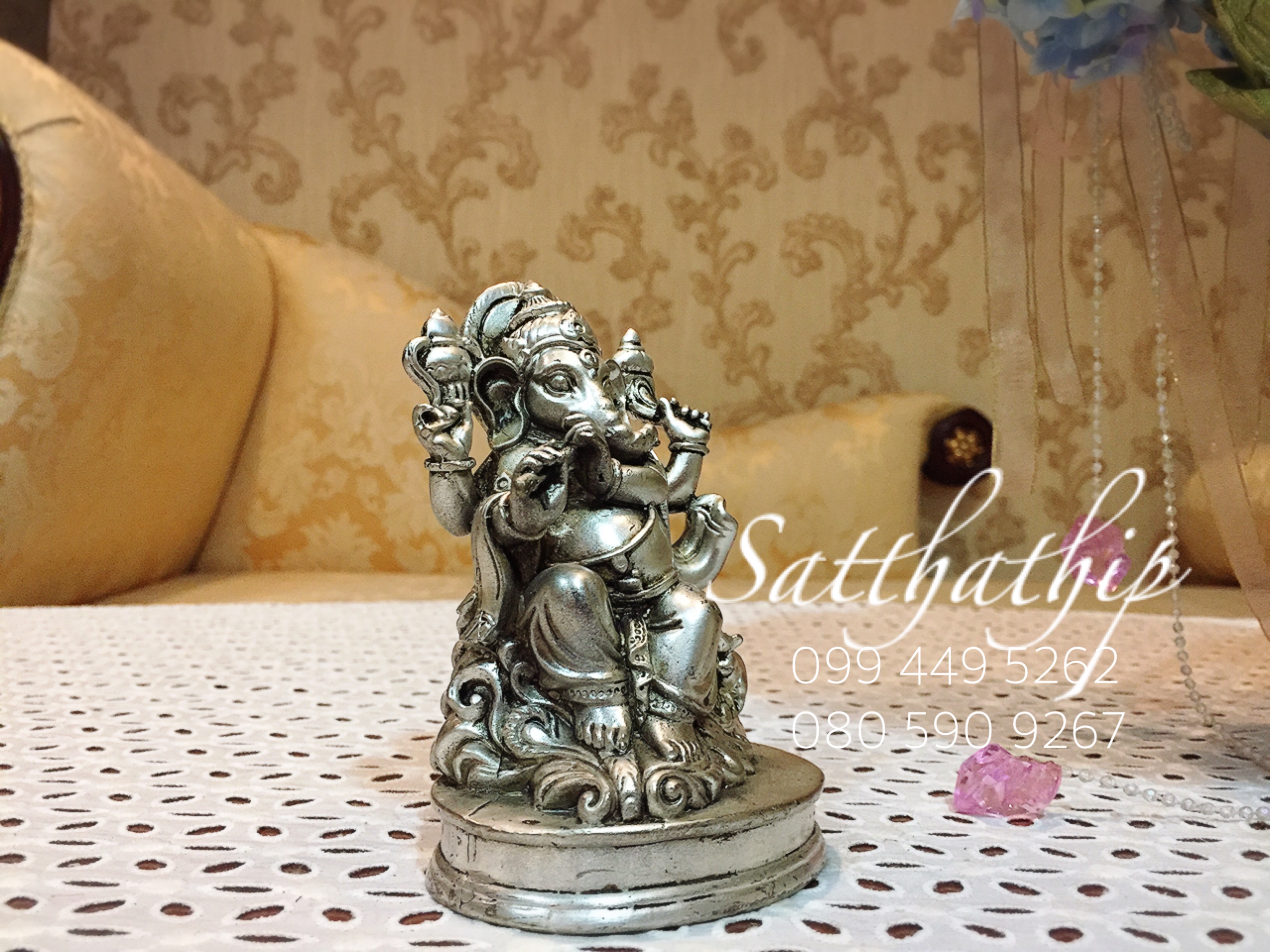 พระพิฆเนศปางคเณศคีตา หรือ ปางทรงดนตรี (ทองเหลือง ชุบเงิน) - Ganesha: Lord of Success