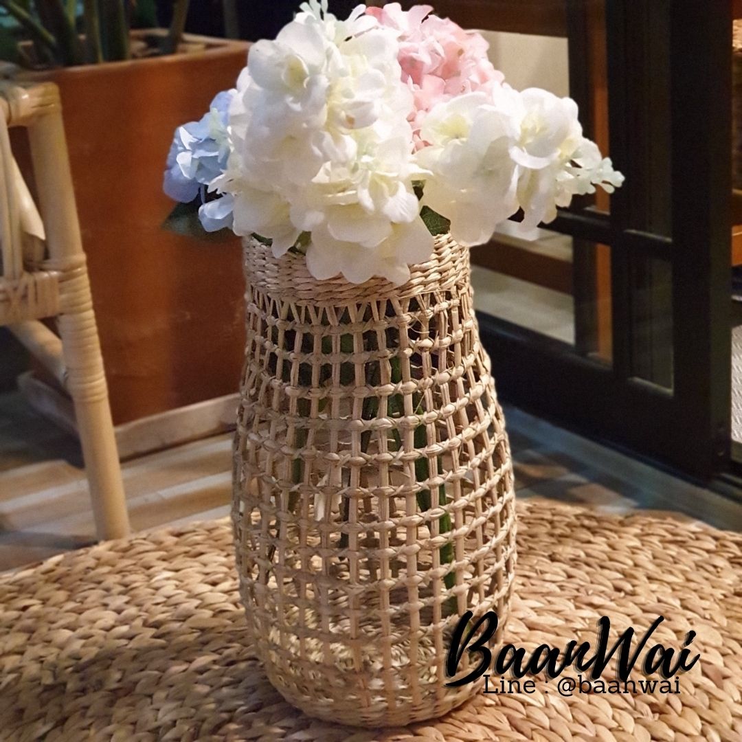 ตะกร้าต้นไม้ ตะกร้าฟางหญ้า แจกันฟางหญ้า