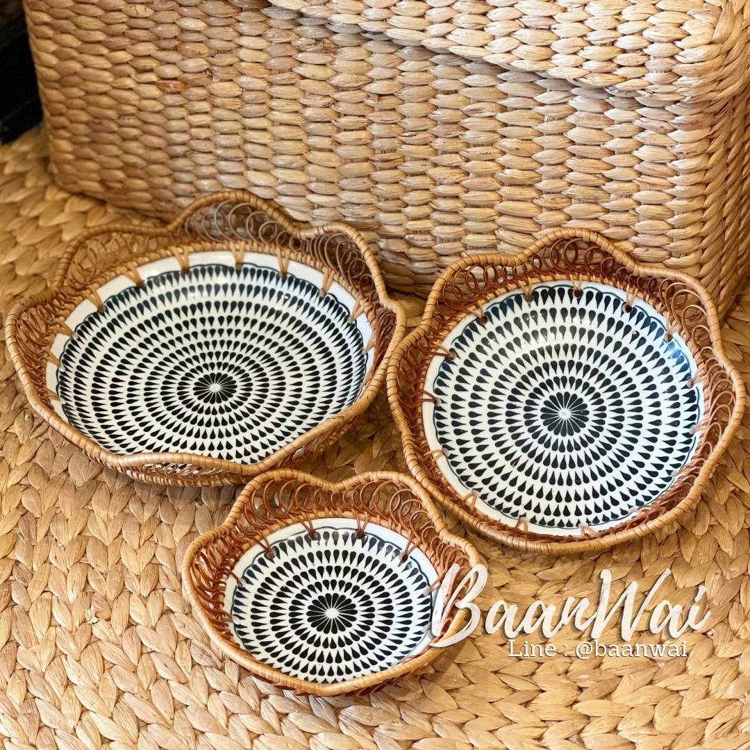 จานเซรามิค สานขอบหวาย