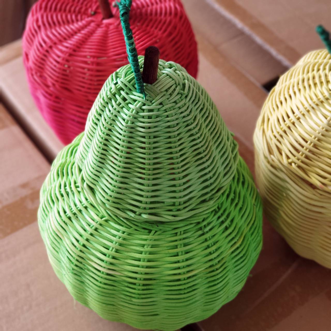 กล่องหวายสาน รูปทรงผลไม้ ตะกร้าหวายรูปผลไม้