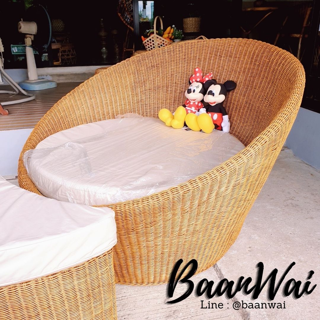 ชุดโต๊ะนั่งเล่นหวาย Daybed หวาย (Made to Order)