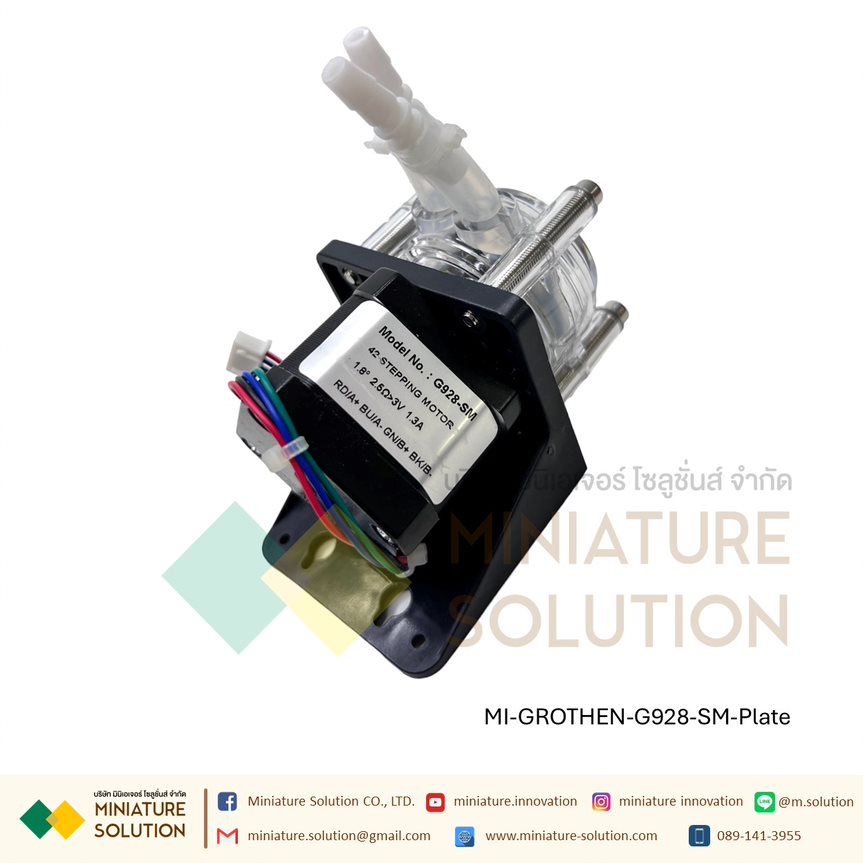 GROTHEN STEPPING Motor ปั๊มรีดพร้อมท่อซิลิโคน ปั๊มปุ๋ย ปั๊มสารเคมี เกรดอุตสาหกรรม Dosing Liquid Transfer (STEPPING)(Cover สีใส)(G928-SM-Plate)(6.5*9.6mm)
