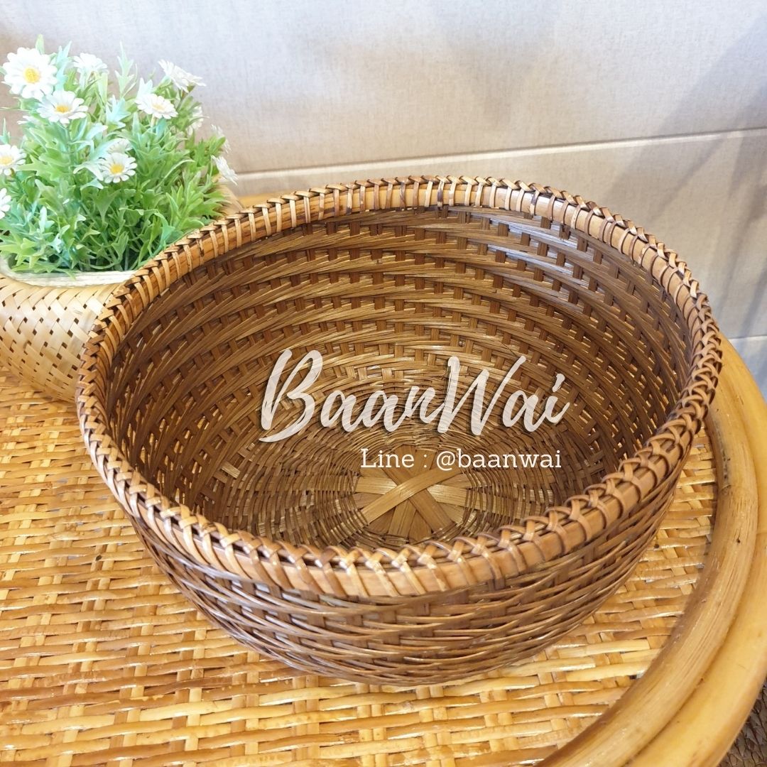 กระบุงไม้ไผ่ ขนาด 11 นิ้ว (สีโอ๊ค)