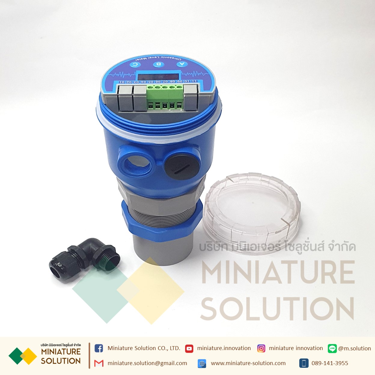 เครื่องวัดระดับของเหลว แบบอัลตร้าโซนิค ส่งสัญญาณ Analog 4-20mA เซนเซอร์วัดความลึกในถังน้ำหรือของเหลว ใช้ในการวัดระดับของเหลวที่ต้องการทราบระดับของของเหลวภายในถังหรือบ่อ Ultrasonic Liquid Level Sensors (SZY-102-AO2) (0-10M) (24VDC)(4-20mA)